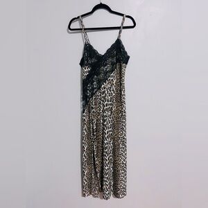 Vintage Frederick’s of Hollywood Leopard Print Maxi Slip Gown Dress Size Medium